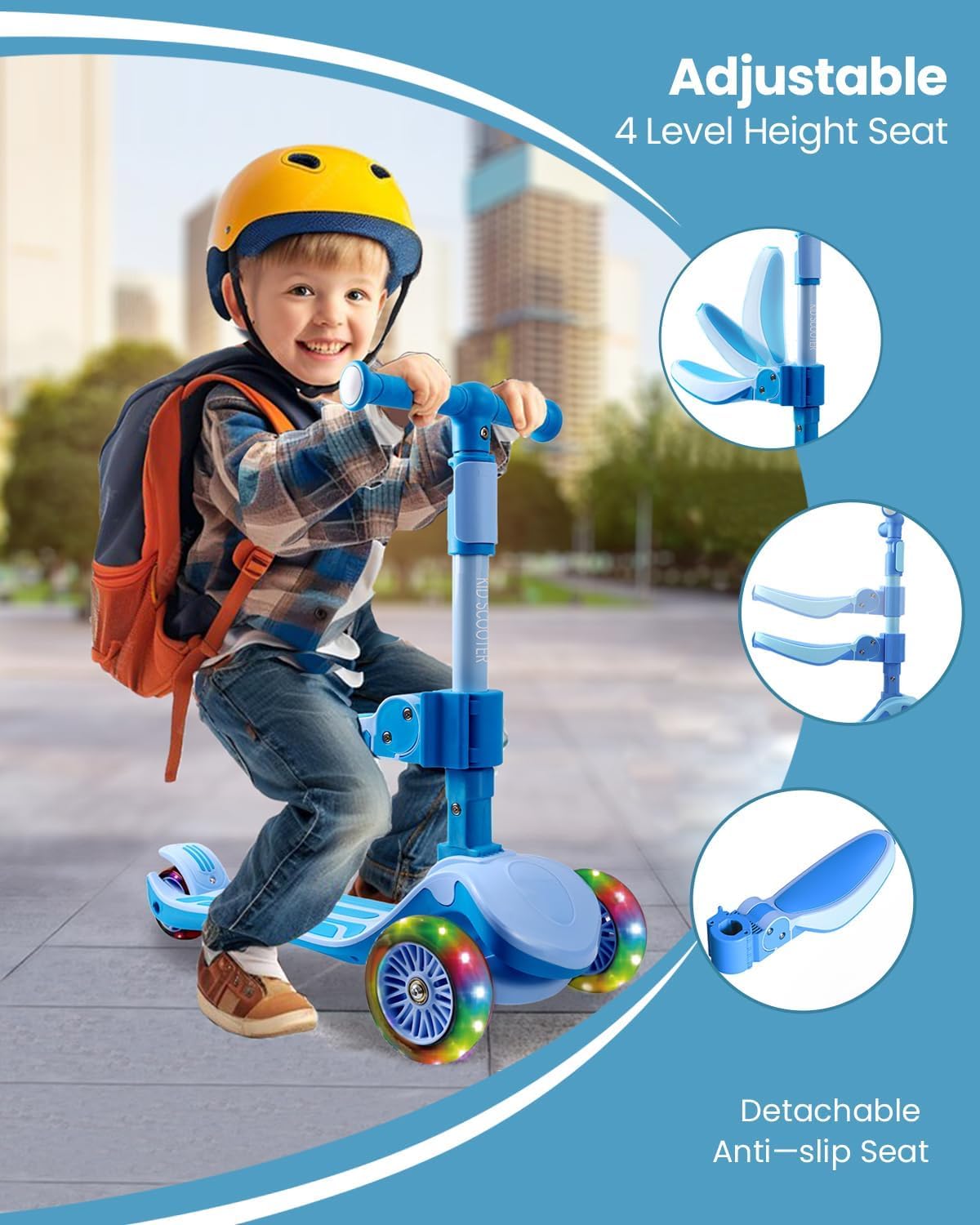 3 Wheel Foldable Kids Scooter with Seat W225