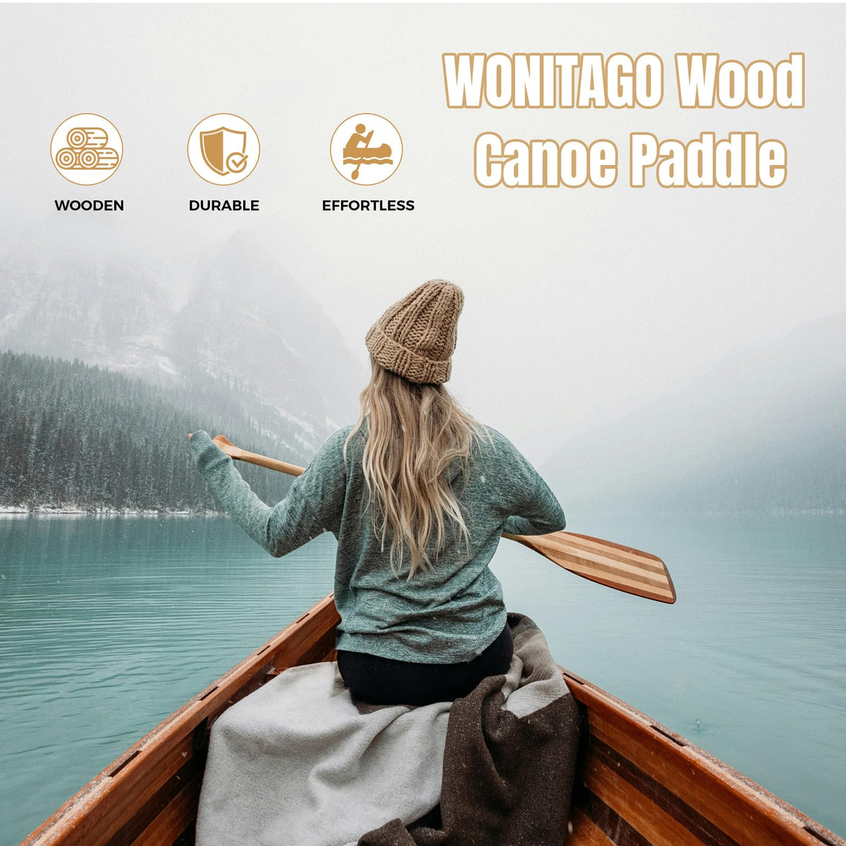 Wooden Canoe Paddle with Palm Grip M502