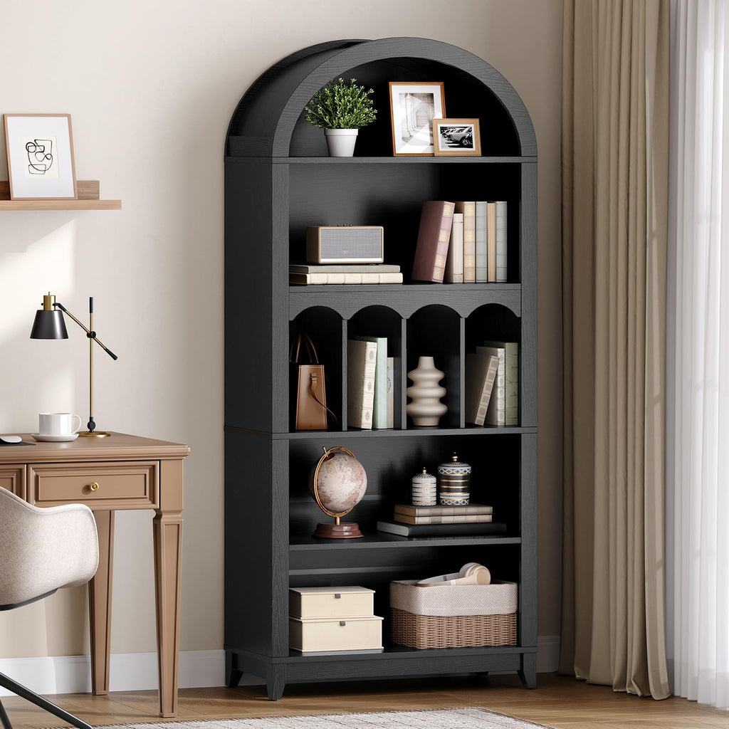 70.9" Tall Arched Wooden Bookcase I63686
