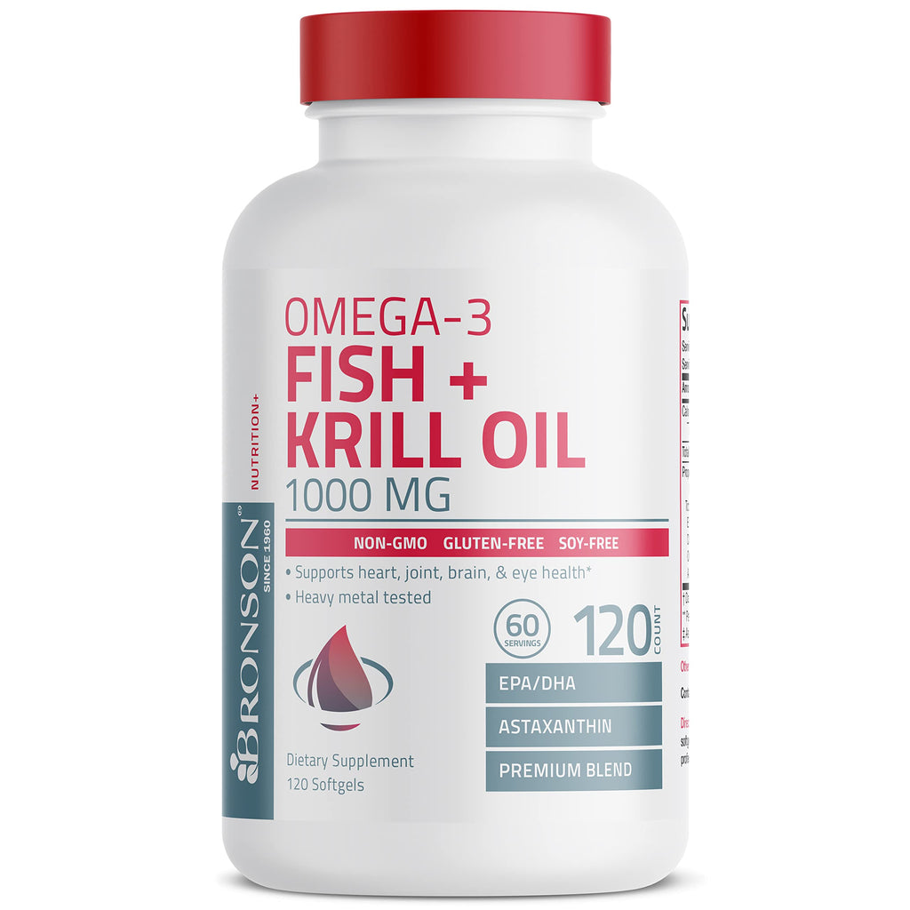 Omega-3 Fish + Krill Oil 1000 mg Softgels Q7995