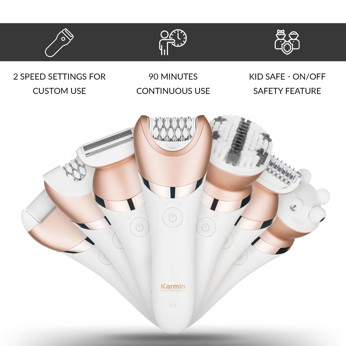 Cordless Waterproof 5 in1 Wet Dry Epilator Y508363