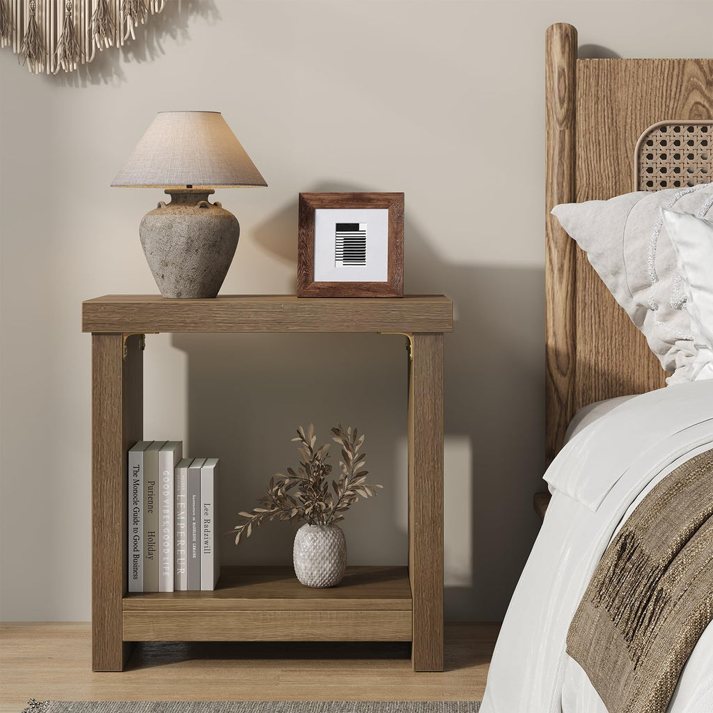 Brown Set of 2 End Tables with Storage Shelves H525