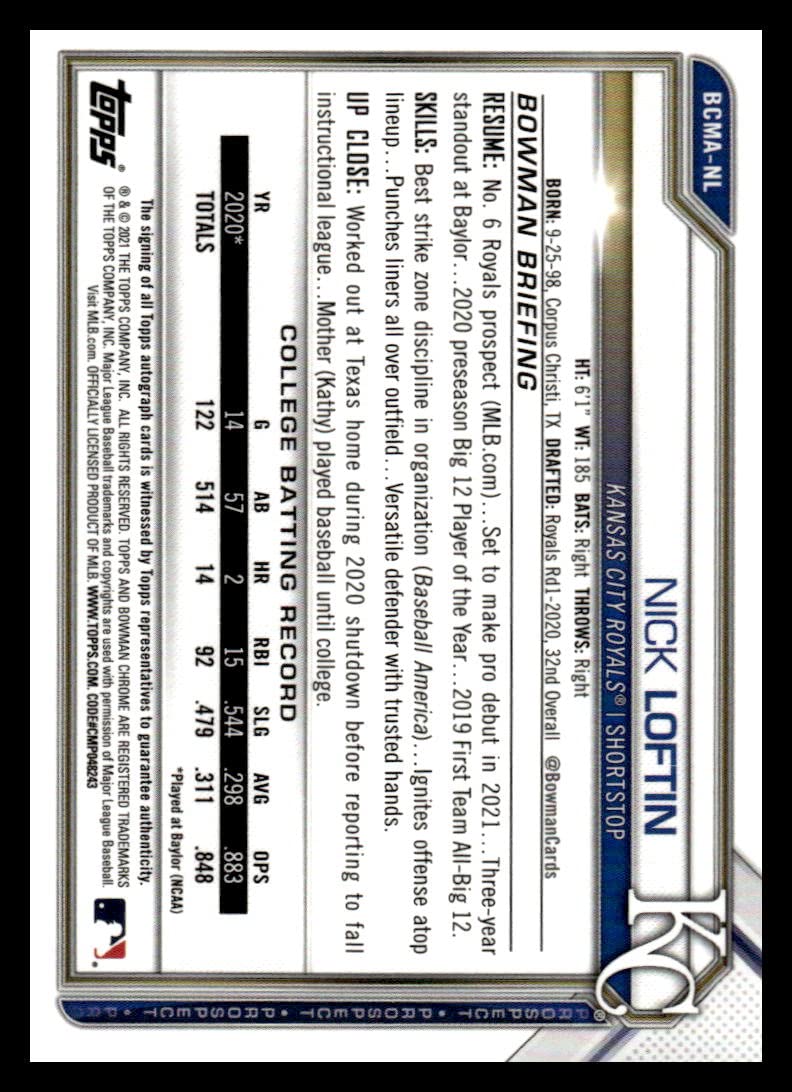 Autographed Refractor Baseball Trading Card O686