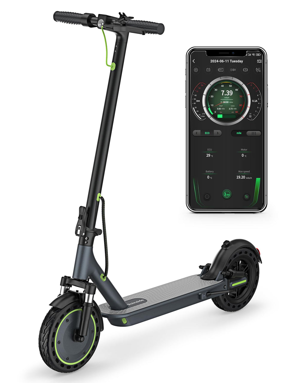 Electric Scooter with Solid Tires, Double Braking System T67862