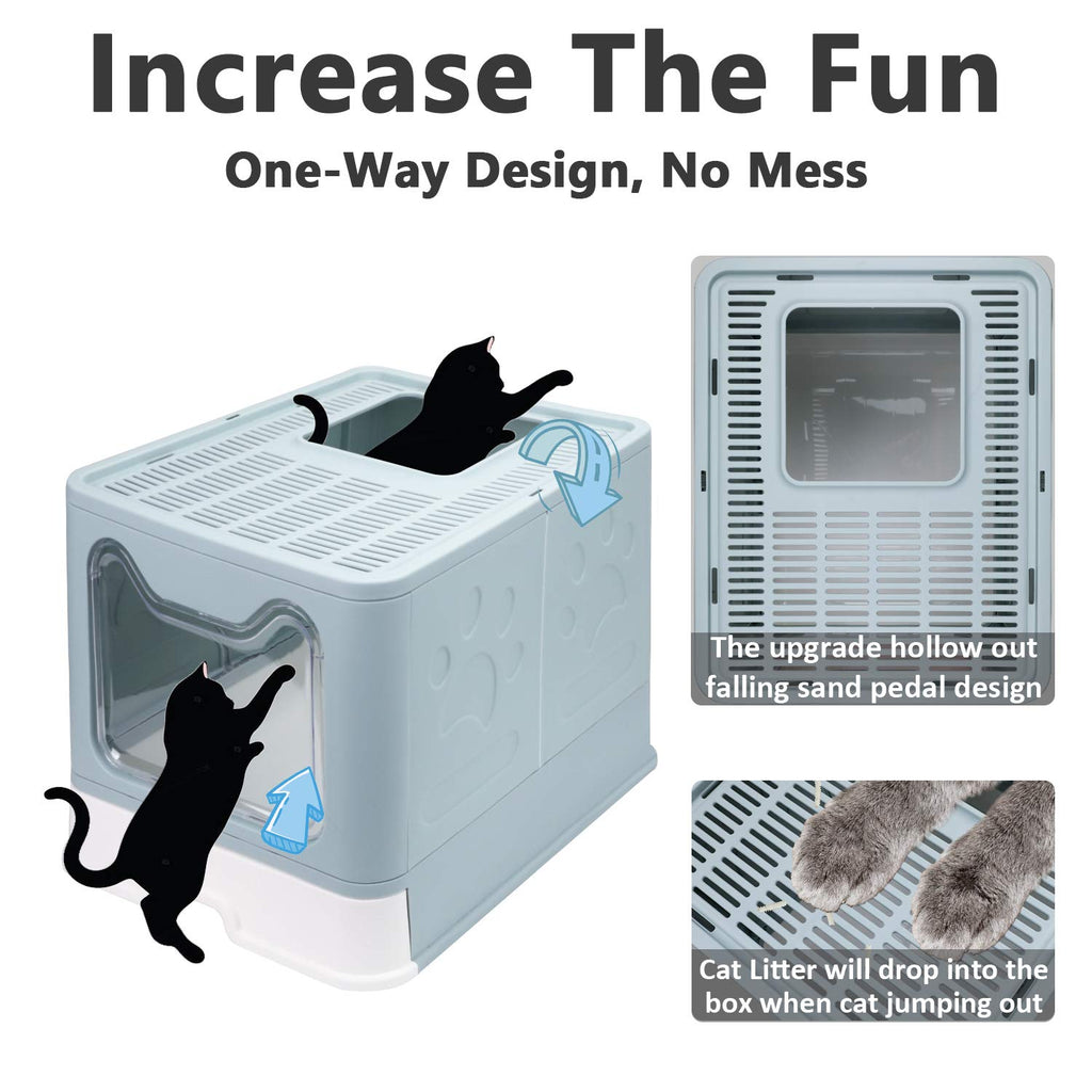Foldable Enclosed Cat Litter Box with Lid and Litter Scoop P16488
