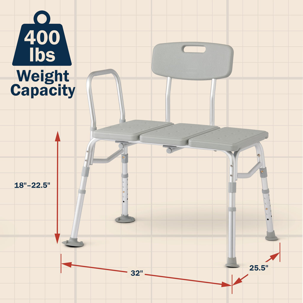 Tub Transfer Bench 400 lb Capacity Bath & Shower Seat G3027