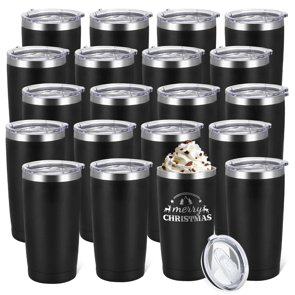 20 Pack Stainless Steel Insulated Tumbler 20oz Black W44788