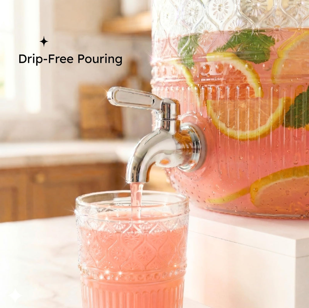 2 Gallon Glass Drink Dispenser W618