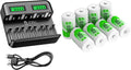 AA AAA C D Rechargeable Battery Charger with 8 PCS Batteries Z6559