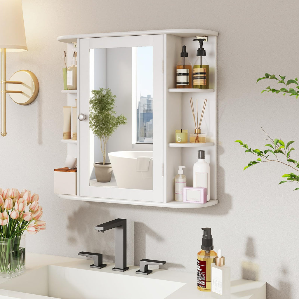 White Wall Mounted Medicine Cabinet with Mirror U984