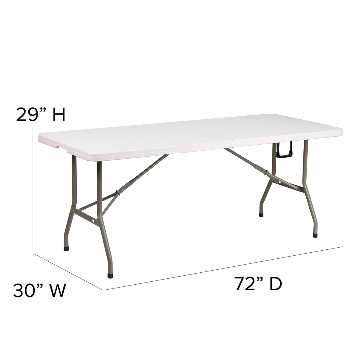 6-Foot Bi-Fold Granite White Plastic Folding Table with Carrying Handle I6516