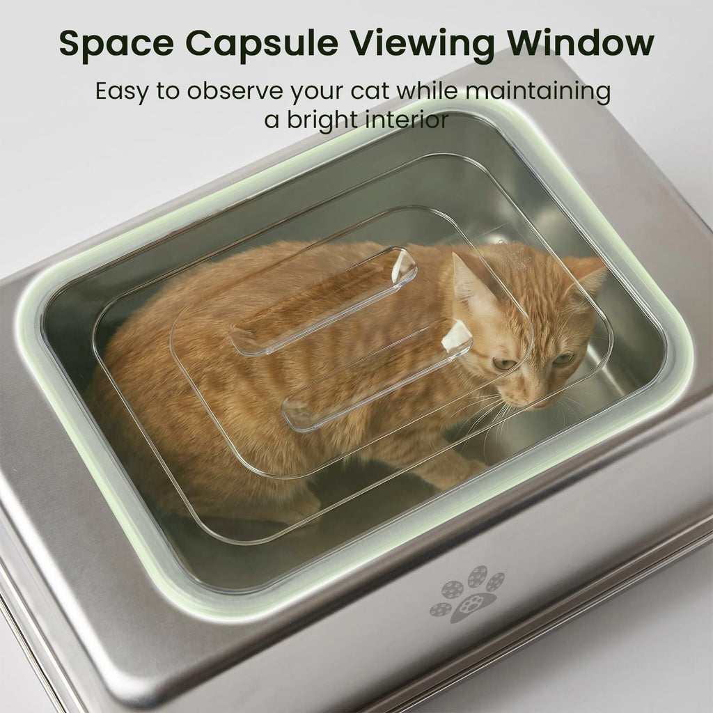 Enclosed Stainless Steel Cat Litter Box with Lid D266607