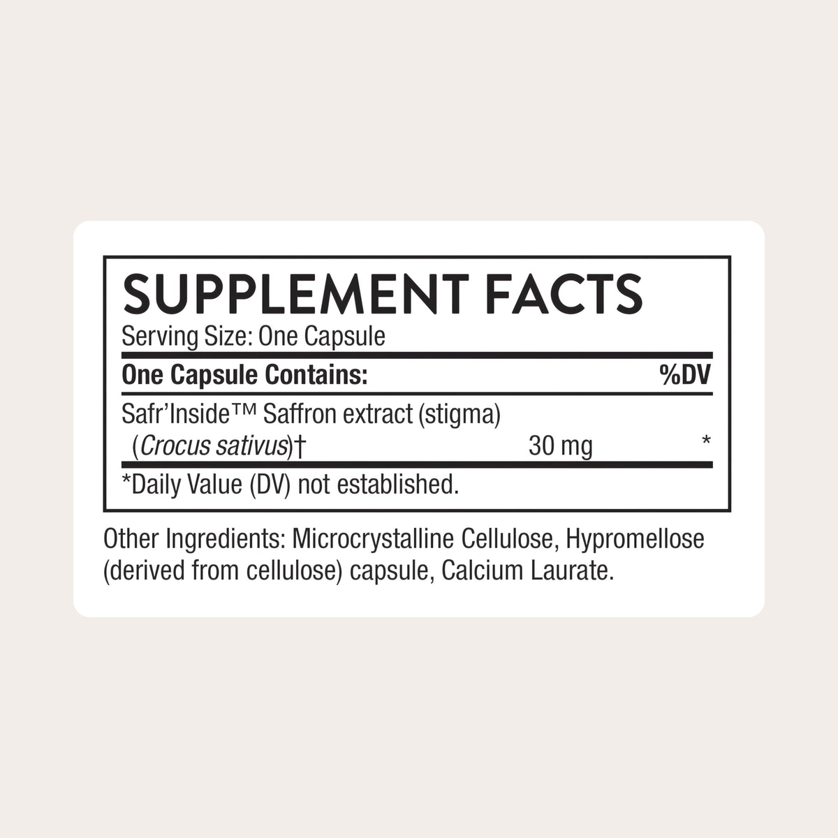 Saffron Extract Supplement, 30 Capsules N360511