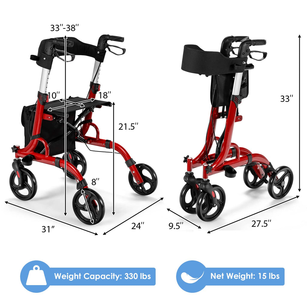 2-in-1 Aluminum Rollator Walker with Seat Z32250