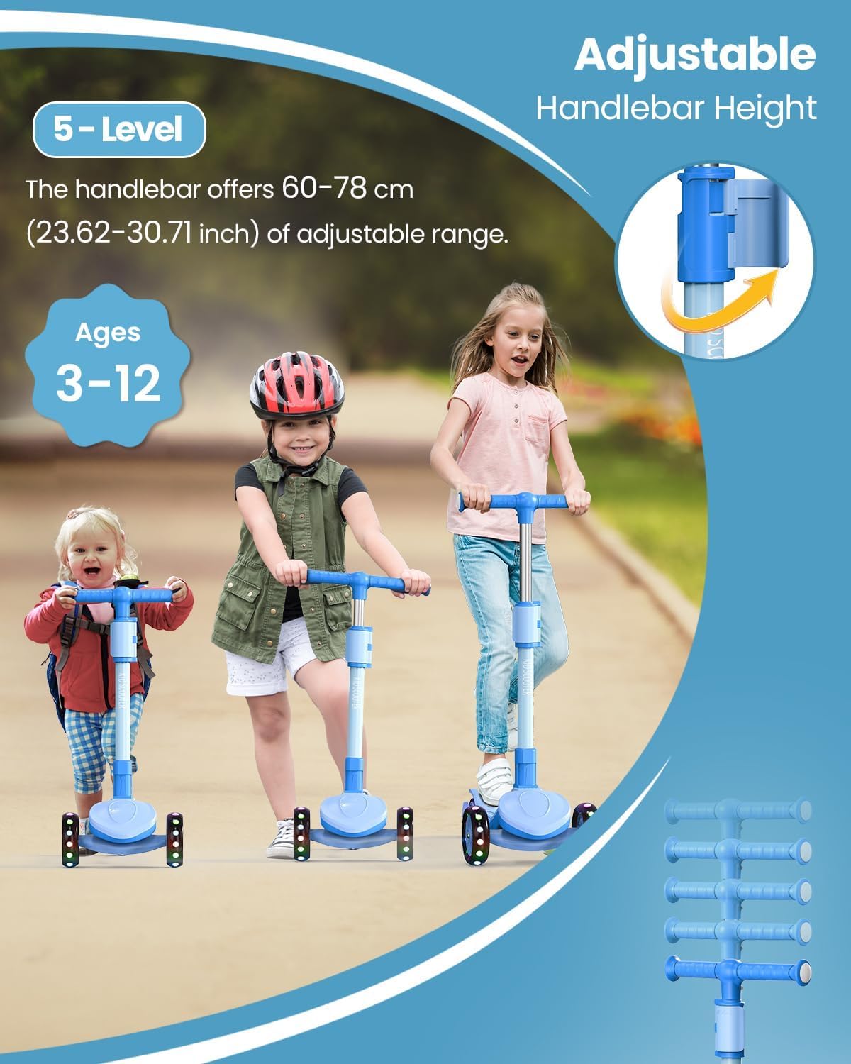 3 Wheel Foldable Kids Scooter with Seat W225
