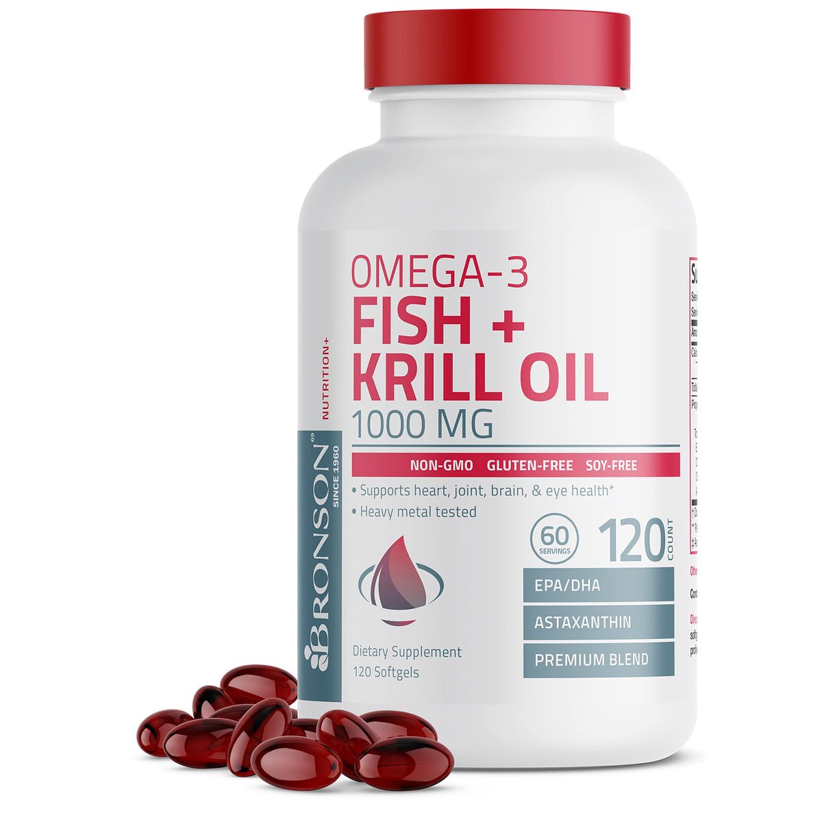 Omega-3 Fish + Krill Oil 1000 mg Softgels Q7995
