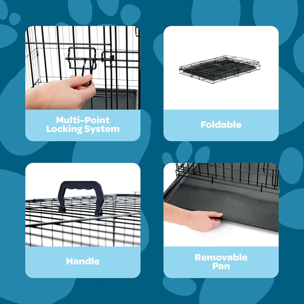36" Foldable Metal Dog Crate with Removable Tray H3556