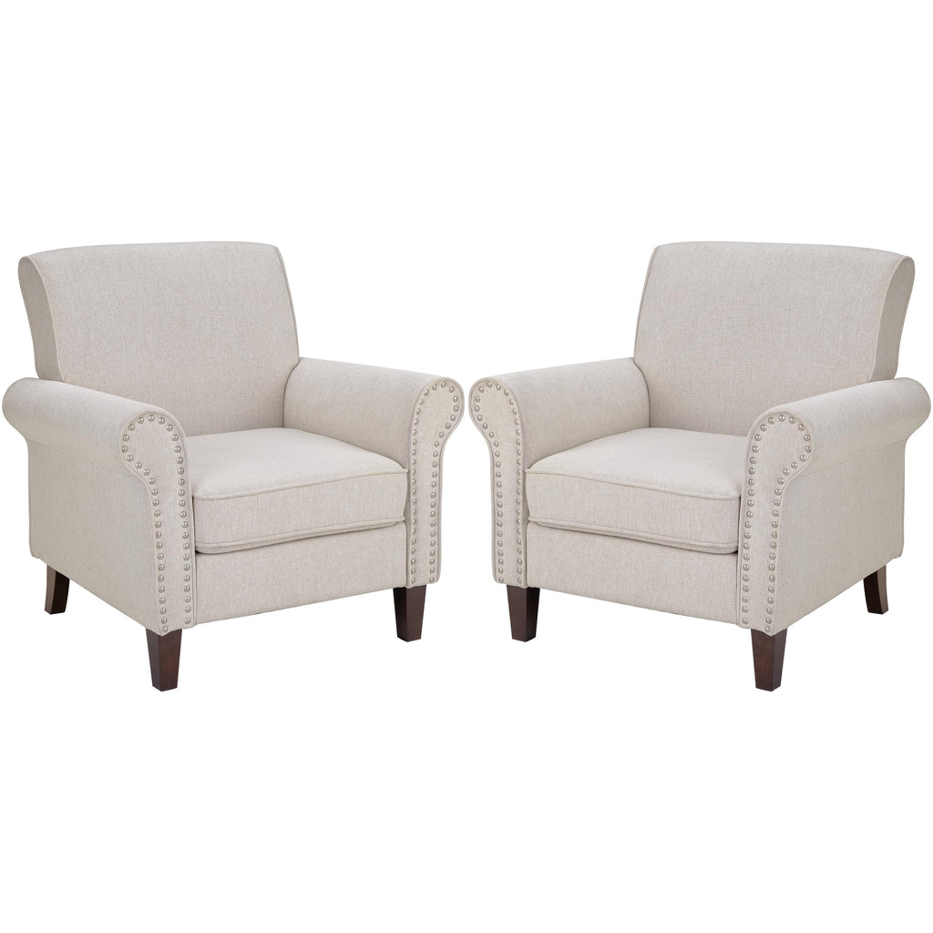 Beige Mid-Century Modern Accent Chairs Set of 2 B61963
