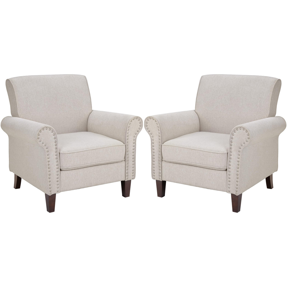 Beige Mid-Century Modern Accent Chairs Set of 2 B61963