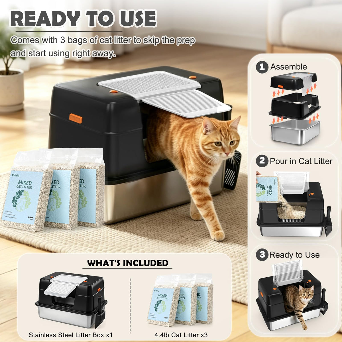 XL Stainless Steel Cat Litter Box I49640