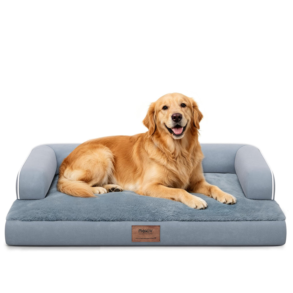 Washable Orthopedic Dog Bed with Bolster J350894