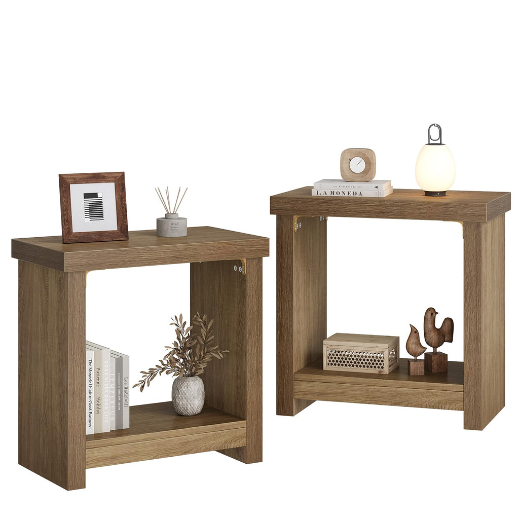 Brown Set of 2 End Tables with Storage Shelves H525