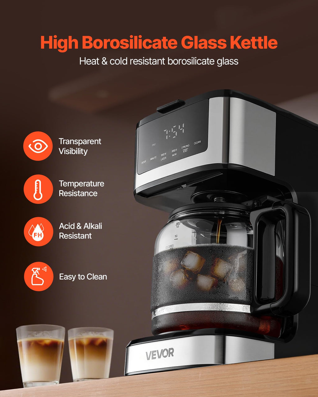12 Cup Programmable Drip Coffee Maker with Touch Screen O502