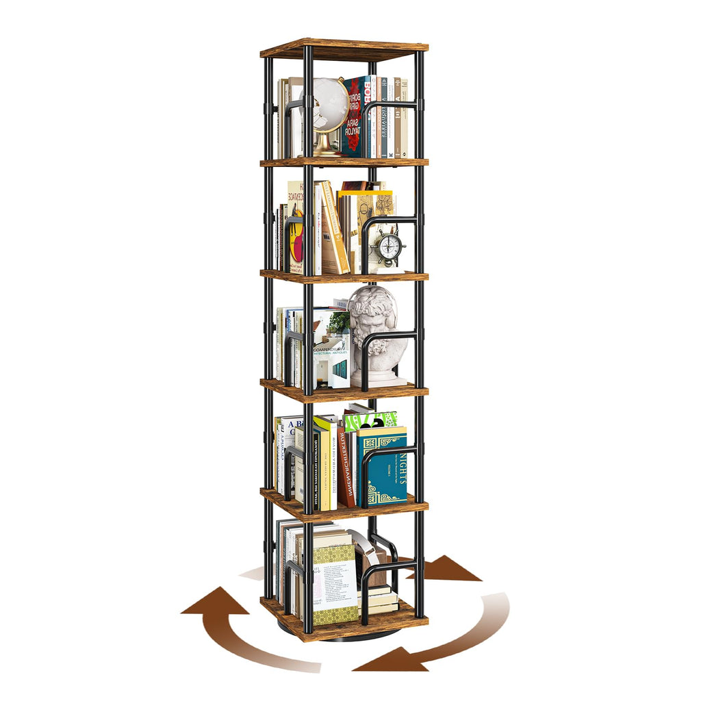 5-Tier Rotating Bookshelf with Safety Rails P35725