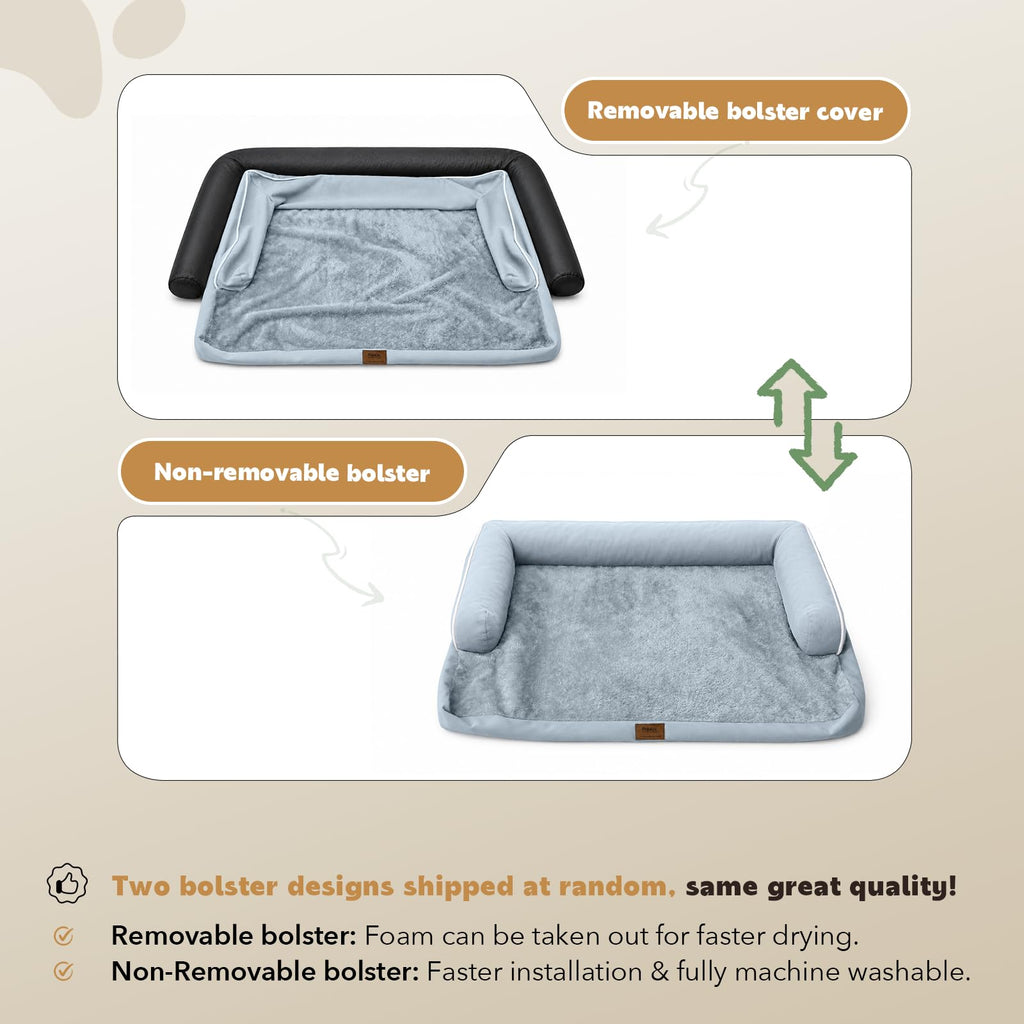 Washable Orthopedic Dog Bed with Bolster J350894