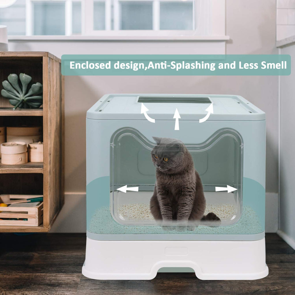 Foldable Enclosed Cat Litter Box with Lid and Litter Scoop P16488