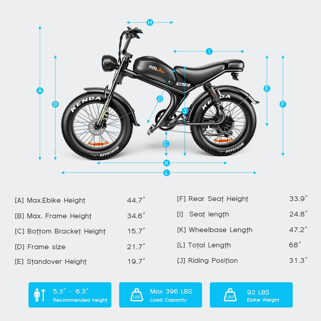 Peak 1500W 48V 20Ah 20'' Fat Tire 7-Speed Electric Bike O891
