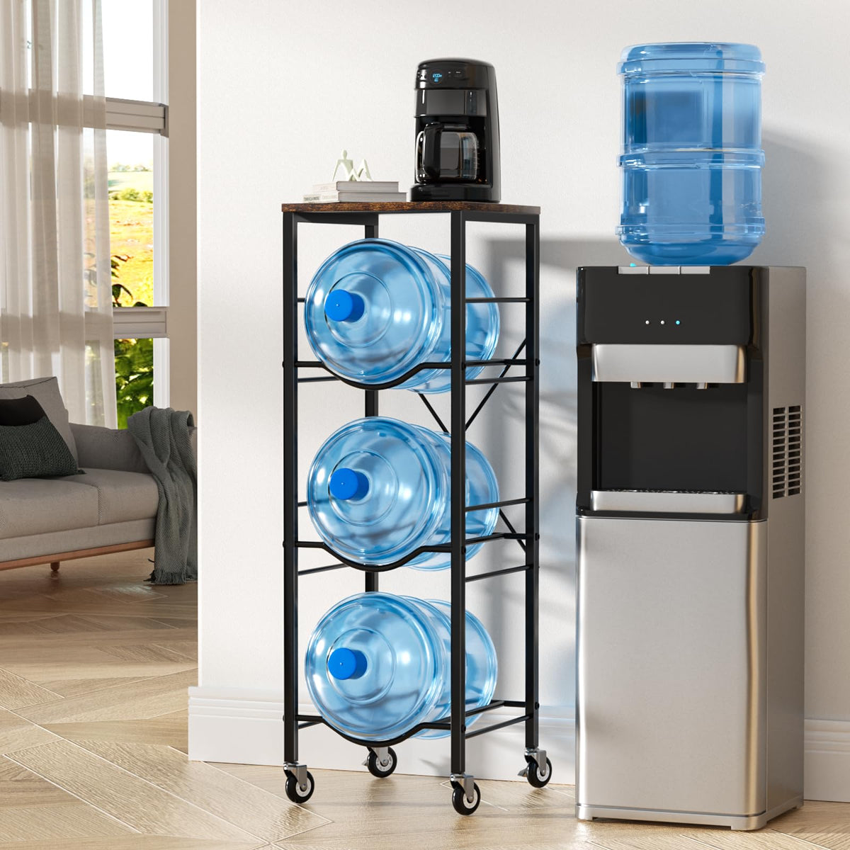 5 Gallon Water Jug Holder with Storage Shelves 3 Tier Y999