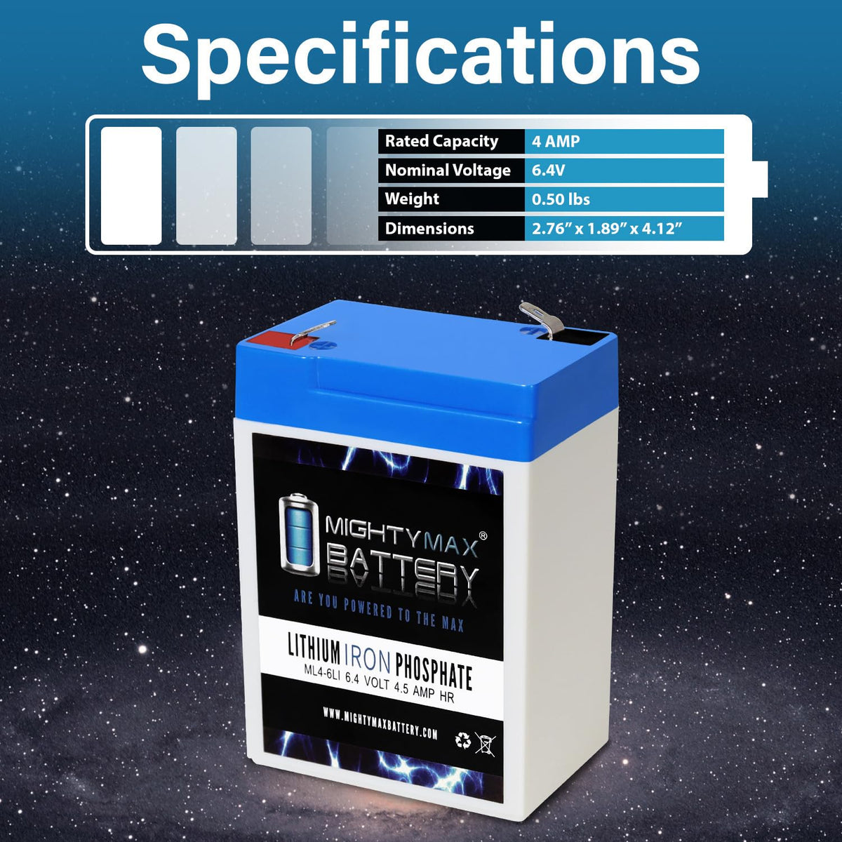 6V 4.5AH Lithium Replacement Battery V9754