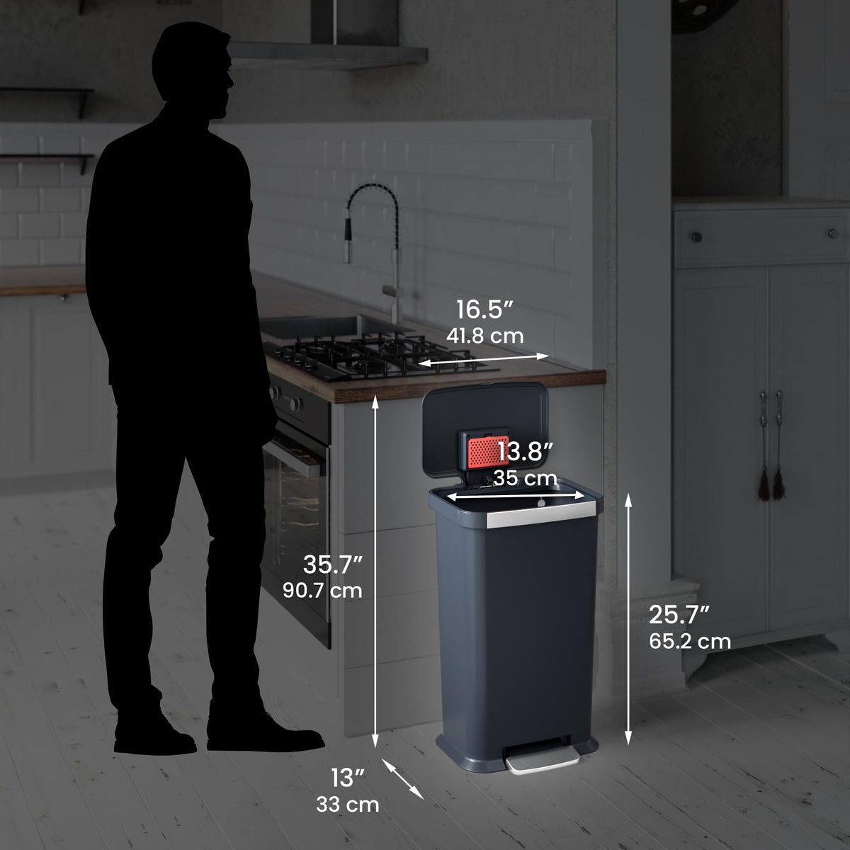 50 Liter Stainless Steel Step Kitchen Trash Can D5768