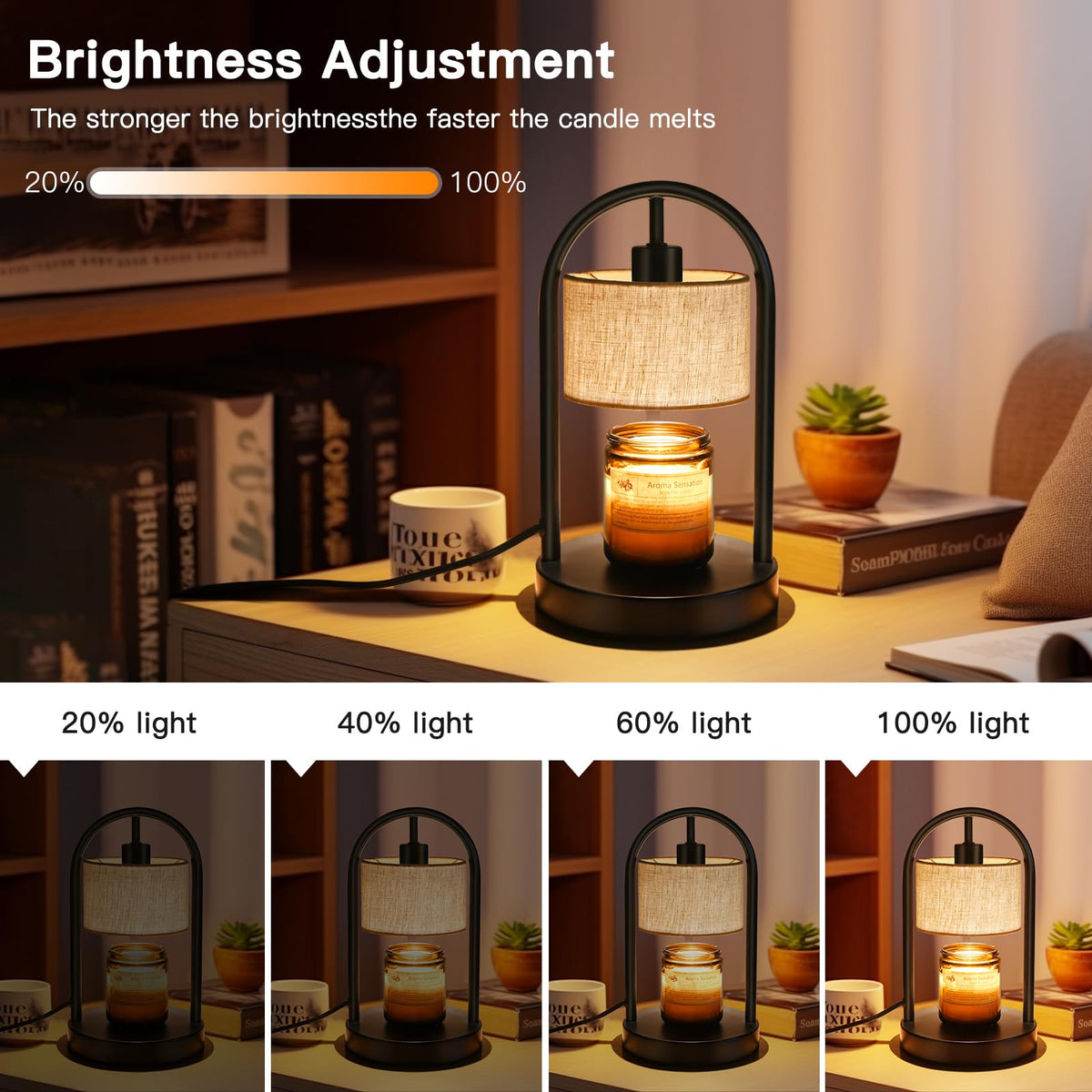 Dimmable Candle Warmer Lamp with Timer and 2 Bulbs F539318