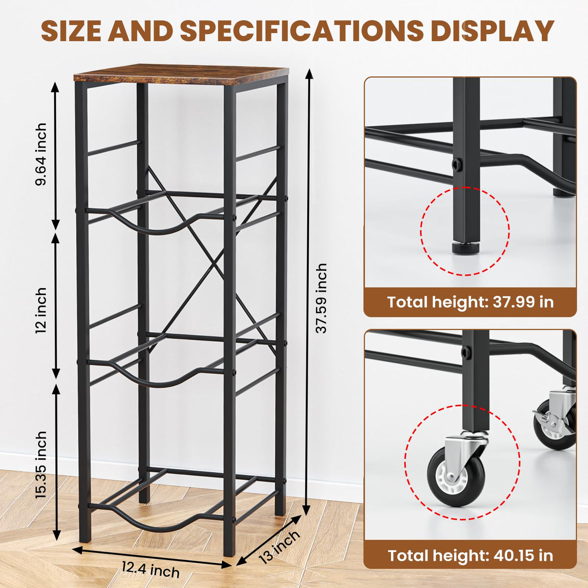 5 Gallon Water Jug Holder with Storage Shelves 3 Tier Y999
