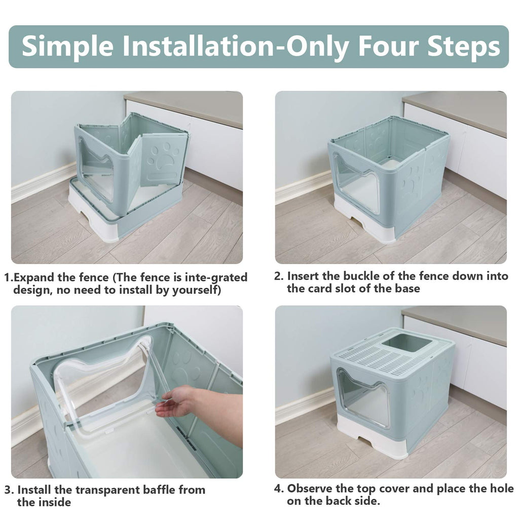 Foldable Enclosed Cat Litter Box with Lid and Litter Scoop P16488