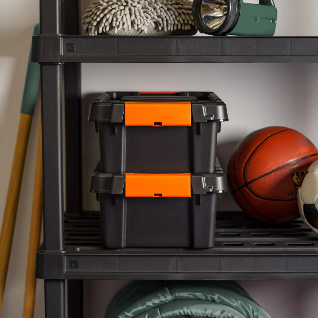 Heavy Duty Plastic Storage Bins with Lockable Lids, Black H224716