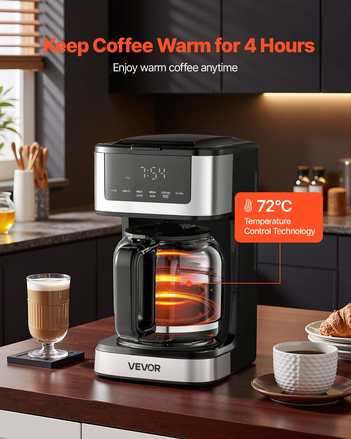 12 Cup Programmable Drip Coffee Maker with Touch Screen O502