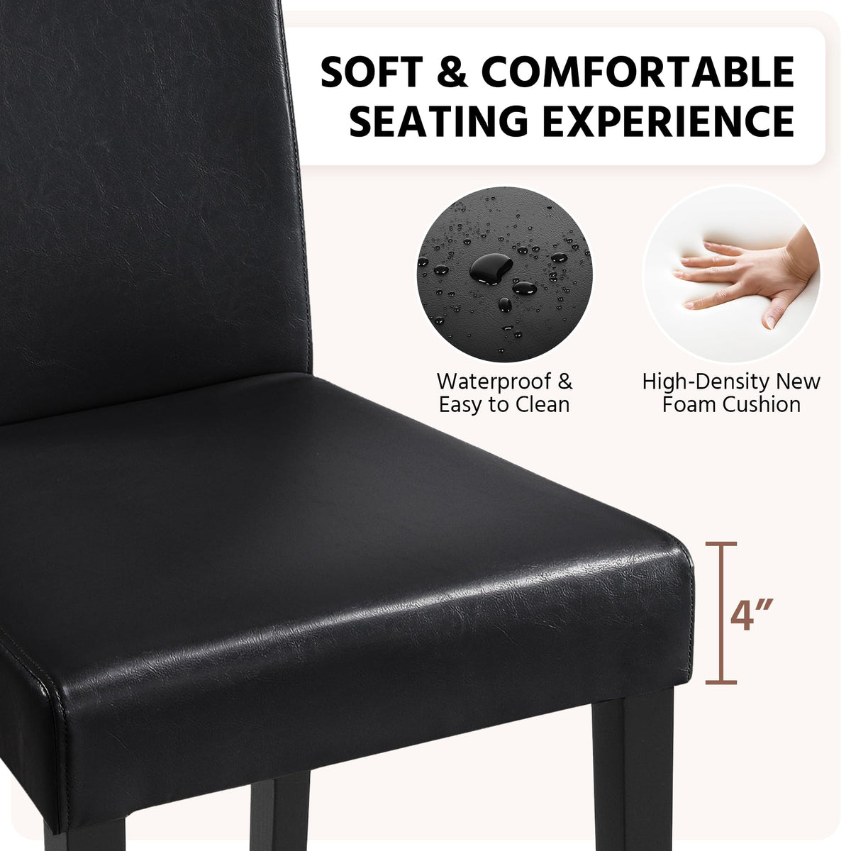 Dining Chairs Set of 4 Upholstered Black L358