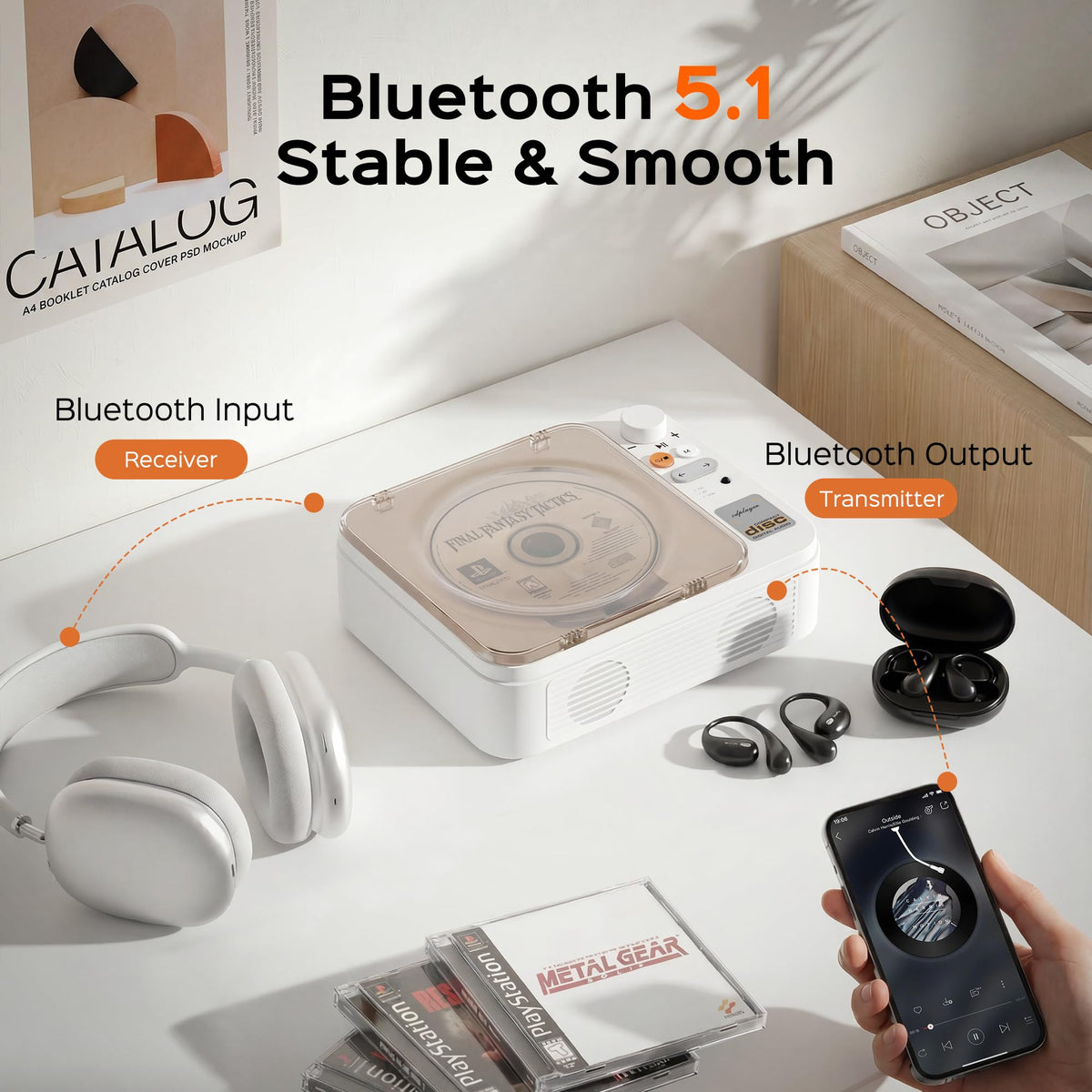 Portable CD Player with Bluetooth J8328