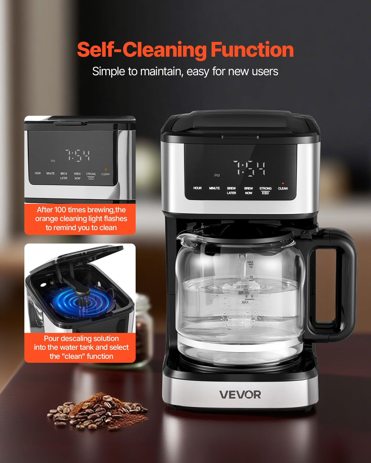 12 Cup Programmable Drip Coffee Maker with Touch Screen O502