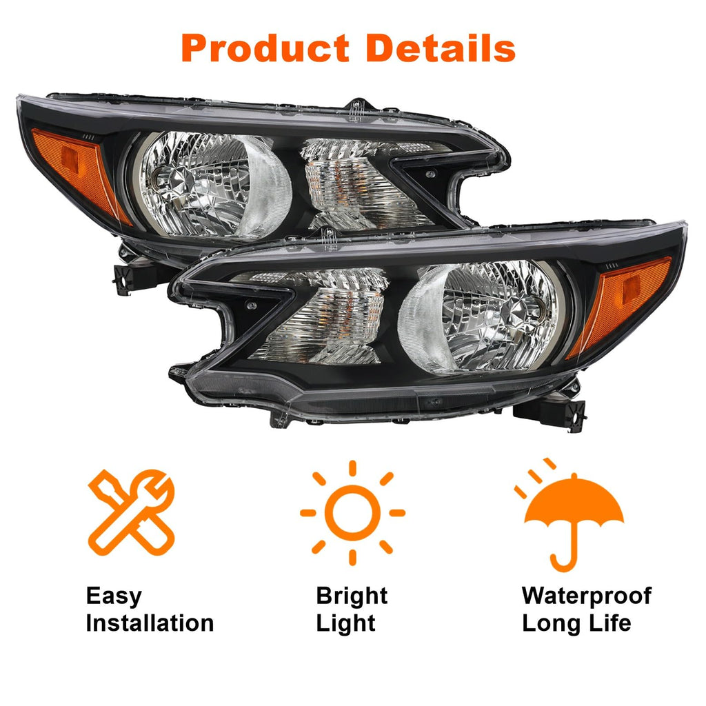 Black Halogen Headlights Assembly B687