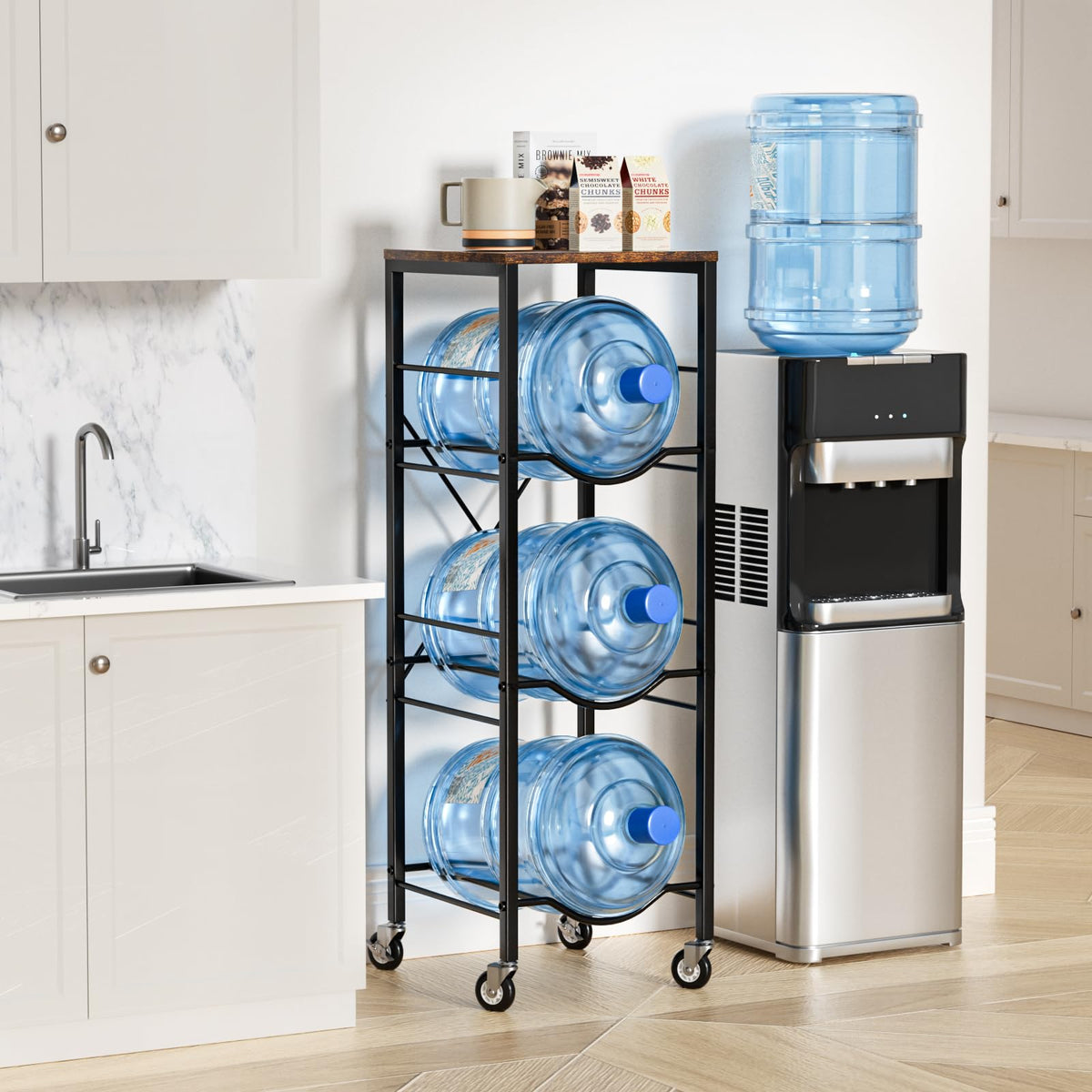 5 Gallon Water Jug Holder with Storage Shelves 3 Tier Y999