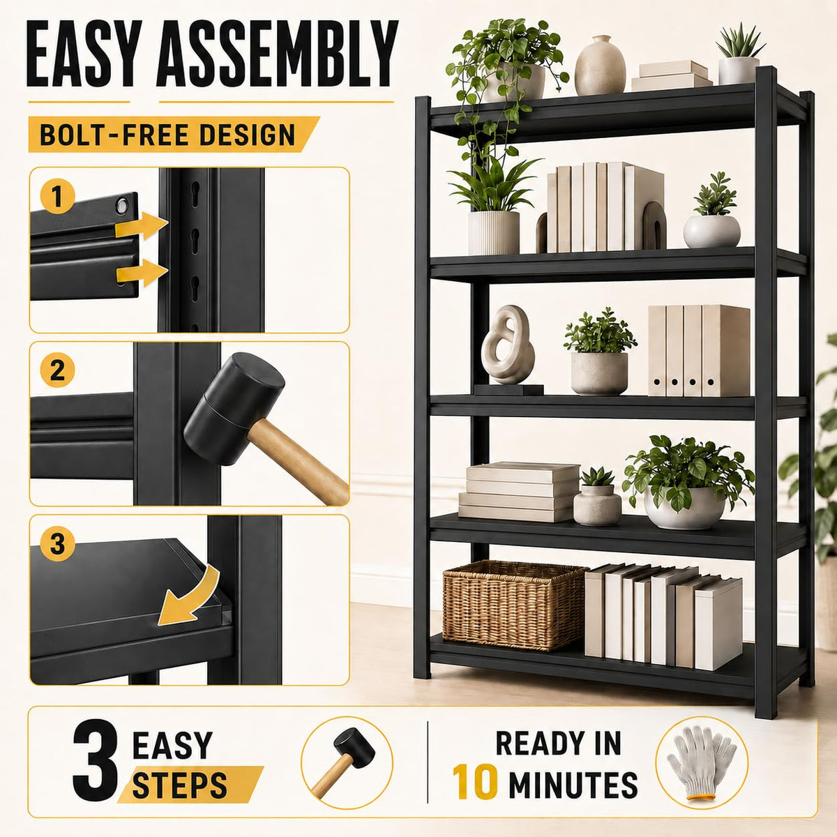 Metal Adjustable Heavy Duty Bookshelf O8140