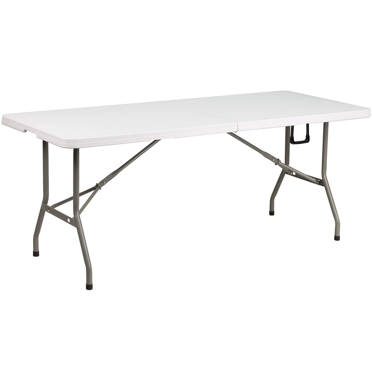 6-Foot Bi-Fold Granite White Plastic Folding Table with Carrying Handle I6516