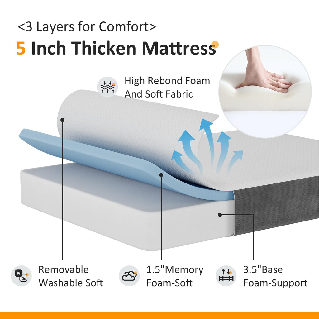 Twin Size Folding Bed with Memory Foam Mattress N422