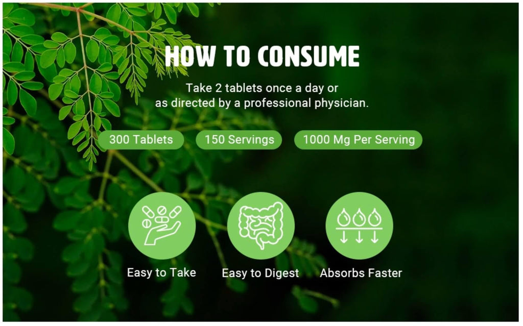 Moringa Tablets with Turmeric and Ginger, 300 Pills, 1000 Mg C71596