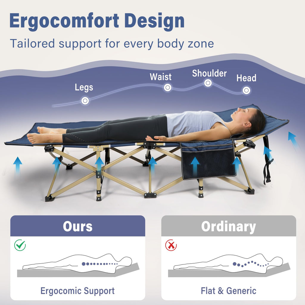 2-Pack Extra Wide Heavy Duty Folding Camping Cots Blue U489472