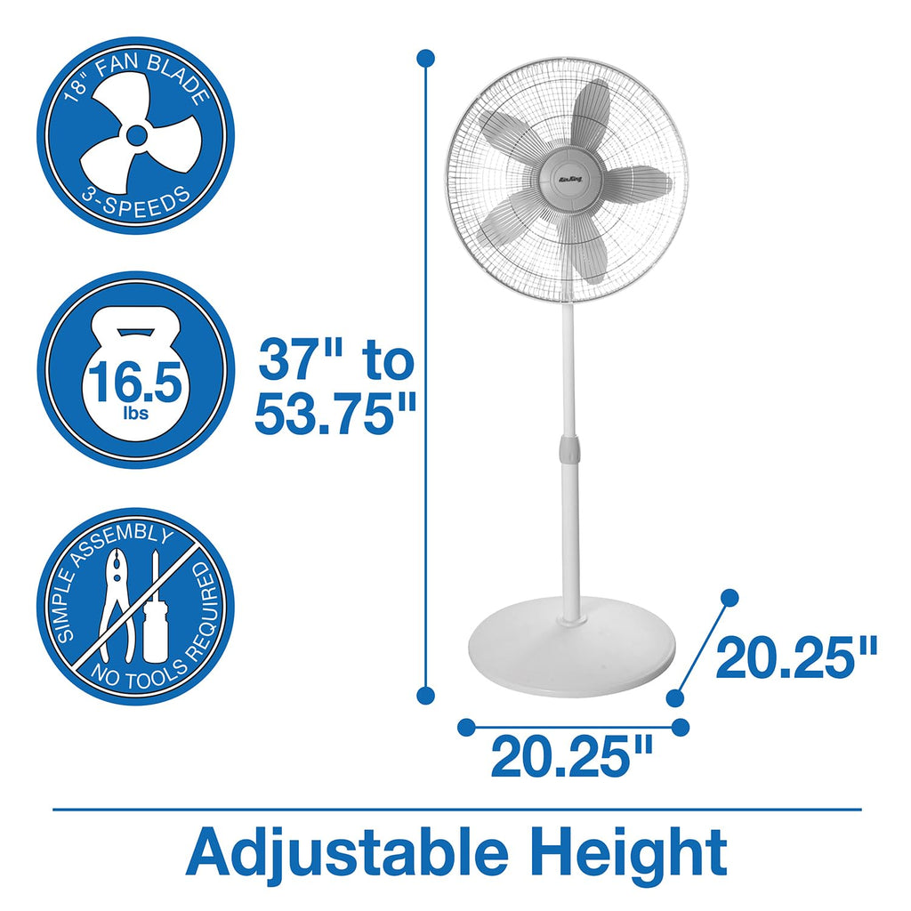 18-Inch 3-Speed Oscillating Pedestal Fan T2093